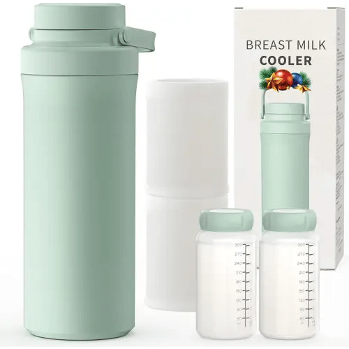 Xaproo 22oz Breast Milk Cooler Bottle, Breastmilk Cooler with 360° Cooling for 24 Hours, Portable Milk Chiller for Breastmilk with 2pcs Baby Bottles, Breast Milk Storage Bags for Baby, BPA-Free