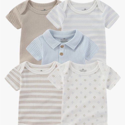 Baby Bodysuits Ribbed Mix Summer Newborn Boy Clothes 5-pack