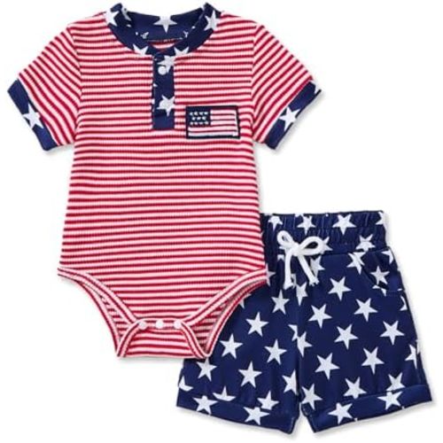 Baby Boy Clothes Ribbed Short Sleeve Striped Romper Top Solid Shorts with Pocket Baby Boy Summer Outfits 0-18M