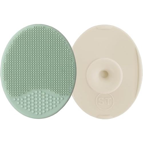 Exfoliating and Massaging Cradle Cap Bath Brushes for Baby, Sage Green & Cream