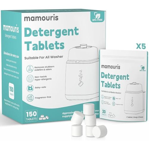 150 Count Bottle Washer Detergent Tablets for All Bottle Washers | 5x Natural Enzyme formula- Removes Milk Residue, Grease and Odor from Bottles & Pump Parts, for Momcozy Baby Brezza GROWNSY