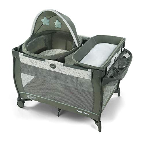 Graco Pack n Play Travel Dome Playard, Portable Bassinet with UV Canopy, FullSize Infant Bassinet, Diaper Changer