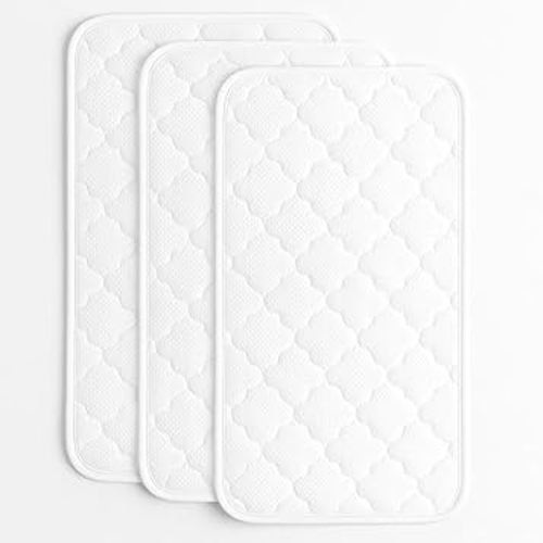 Blue Snail Baby Sweat-Wicking Changing Pad Liner - Waterproof & Quick-Drying and Reusable Diaper Mat, Soft Surface for Infants, Fits Standard Changers, 13"x27" White