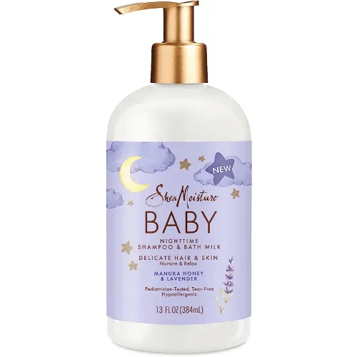 SheaMoisture Baby Shampoo & Bath Milk Manuka Honey & Lavender for Delicate Hair and Skin Nighttime Skin and Hair Care Regimen 13 oz