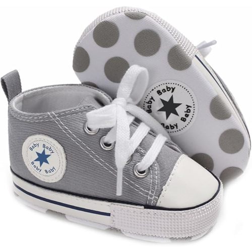 Unisex Baby Girls Boys Canvas High-top Shoes, Newborn Infant Anti-Slip Soft Sole Frist Walking Breathable Sneakers