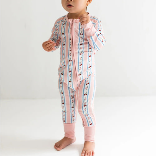 Pink Cherry Zipper Romper – In My Jammers