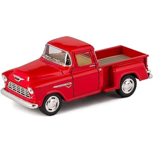 KiNSMART 1955 Chevrolet Stepside Pickup Truck, 1:32 Scale, Die Cast Metal, Red, 5 Inch