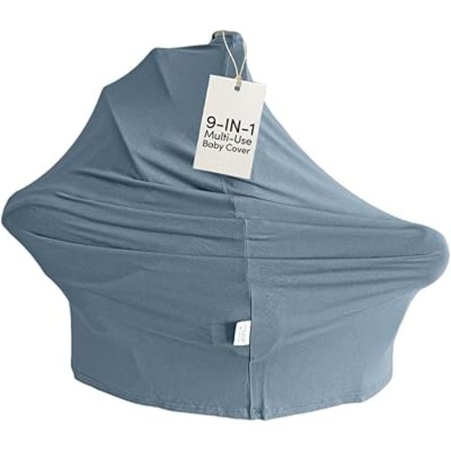 MOZAH Baby Multi-Use Cover: 9-in-1 Car Seat & More Covers - Nursing, Shopping Cart, High Chair - Blue Mirage