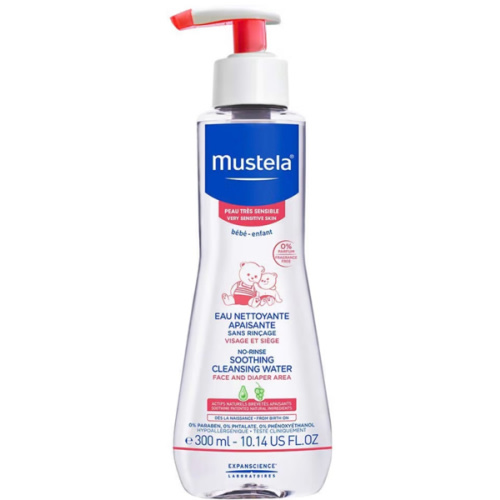 Mustela Baby Soothing Cleansing Water - No-Rinse Micellar Water for Very Sensitive Skin - with Natural Avocado & Schizandra Berry - Fragrance Free & EWG Verified - 10.14 fl. oz.