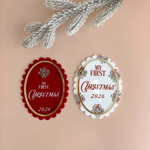‘My First Christmas 2026’ White Scallop Plaque | Blossom & Pear – Blossom and Pear