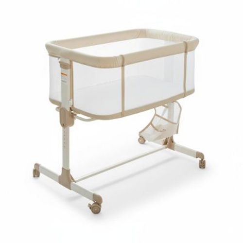 Fodoss Baby Bassinets Bedside Sleeper with Wheels, 7 Height Adjustable, Beige