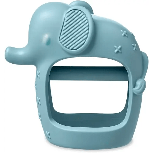 Itzy Ritzy Bitzy Grip Hand Teether - Silicone Teether for Babies - Developmental Teether Toy with Easy-to-Hold Hand Grip, Designed for Babies 3 Months & Up (Elephant)