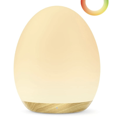 JolyWell Night Light for Kids, Baby Egg Light with 7 Colors Changing Mode & Stepless Dimming, Nursery Night Lamp BPA Free,Rechargeable Egg Night Light for Breastfeeding 1h Timer & Touch Control, Wood