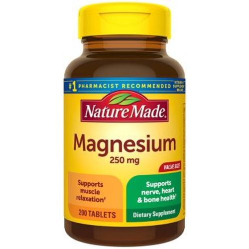 Nature Made Magnesium Oxide 250mg Muscle, Nerve, Bone & Heart Support Supplement Tablets - 200ct