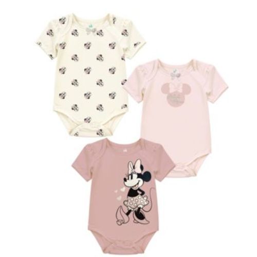 Baby Girls 3-Pack Minnie Mouse Short Sleeve Bodysuit