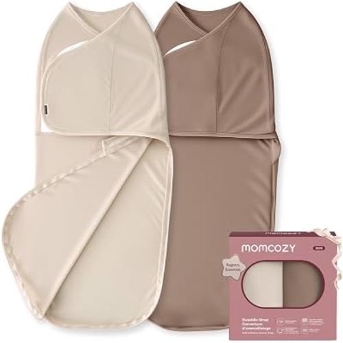Momcozy Swaddles for Newborns, Quiet Fastener Swaddle for Infant 0-3 Months | New-Parent-Friendly Sleep Sack, Reduce Startle Reflex, Newborn Boys Girls Registry Essentials, 2-Pack, Harmony