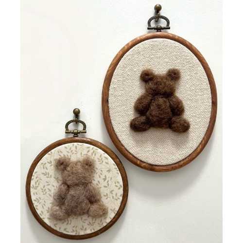 Vintage Inspired Teddy Bear- Neutral option, Baby Nursery Decor, Felted, Framed Wall Art