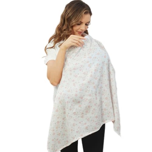 Nursing Cover for Baby Breastfeeding with Rigid Hoop, Breathable Soft 100% Muslin Cotton, Baby Breast Feeding & Pumping Apron (Lovely Flower)