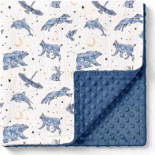 GLLQUEN BABY Muslin Baby Blankets for Boys, 2-Layer Toddler Blanket