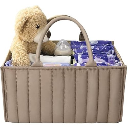 Baby Diaper Caddy Organizer - Newborn Essentials Must Haves A Baby Registry Search Favorite, Perfect for Storing Diapers, Wipes, And More Baby Shower Gifts Mocha Brown