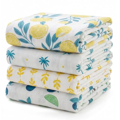Momcozy Muslin Swaddle Blankets, 4-Pack, Large 47"x47", Breathable
