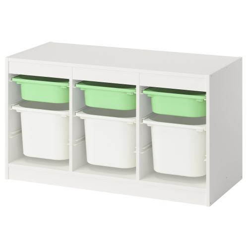 TROFAST Storage combination with boxes - white light green/white 39x17 3/8x22 "