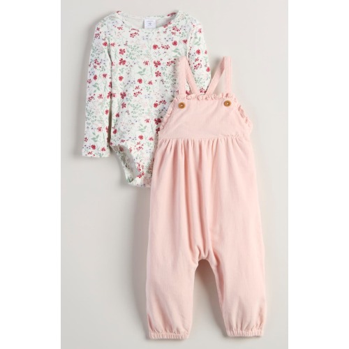 Long Sleeve Cotton Bodysuit & Corduroy Overalls Set, 6M