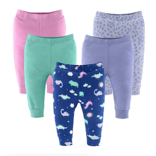Dino Girl Baby Pants, 5-Pack, Newborn to 24 Months