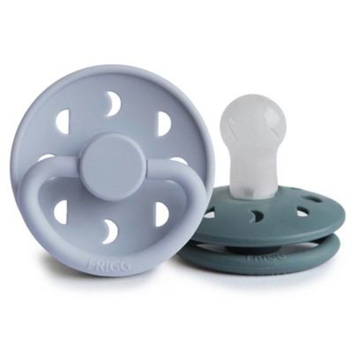 FRIGG Moon Silicone Pacifier 2-Pack Powder Blue/Slate 0-6 months