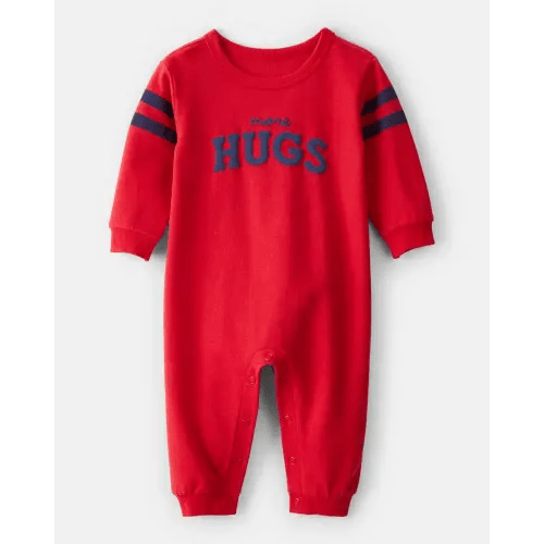 Baby Valentine's Day More Hugs French Terry Long-Sleeve Jumpsuit - Red | Carter's