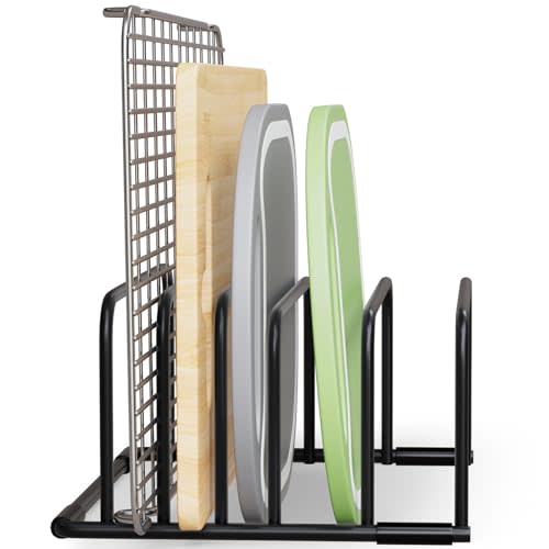 AKSONMN Premium Heavy-Duty Cutting Board Organizer Rack, Space-Saving Iron Wire Holder for Cutting Boards and Trays