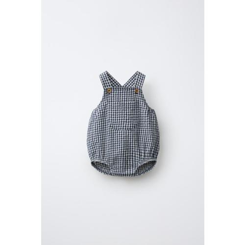 GINGHAM ROMPER - Navy blue | ZARA United States