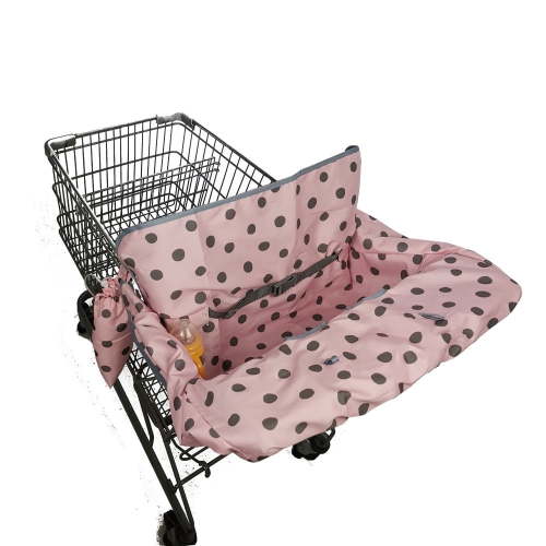 Shopping Cart Cover for Baby, 2 in 1 High Chair Cover & Grocery Cart Cover for Babies,with Clear Phone Pouch, roll in pouch,not padded, Pink dot