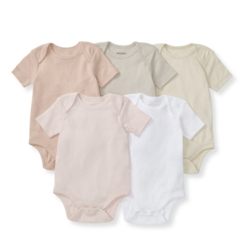 Solid Organic Cotton Short Sleeve Baby Bodysuits 5 Pack Ash
