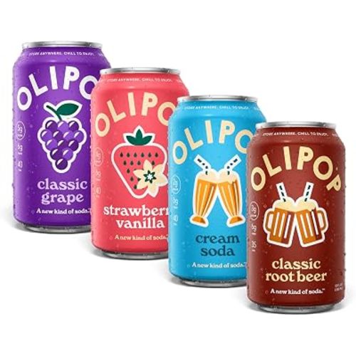OLIPOP 6g Fiber Prebiotic Soda, Favorites Variety, 12 fl oz, 12 Pack