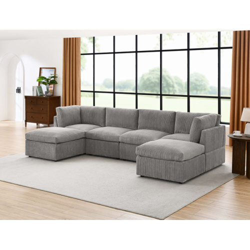Wade Logan® Annai 129" Wide Reversible Modular Corner Sectional with Ottoman & Reviews | Wayfair