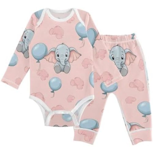 vvfelixl Baby Bodysuits Pants Sets White Gooses Long Sleeve Baby Clothes for Boys Girls 0-24M