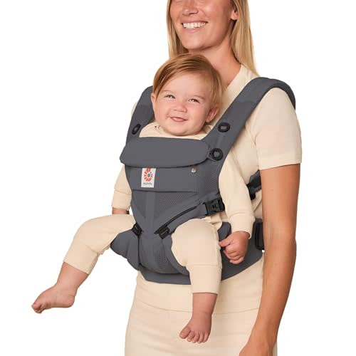 Ergobaby Omni Classic Baby Carrier for Newborn to Toddlers 0-48 Months (7-45 lbs) - 4-Position Breathable Mesh Baby Carrier with Ergonomic Support - Charcoal Grey