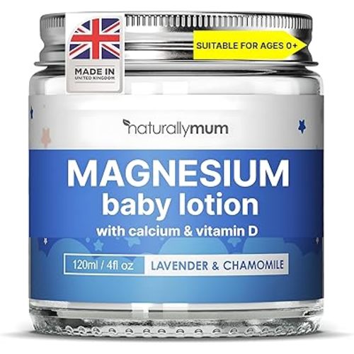 NaturallyMum Baby Magnesium Lotion with Calcium & Vitamin D | Support for Sleep, Heart, Bone, Nerve, Gut and Muscle Health | Alternative to Melatonin | Lavender & Chamomile 4.2 fl oz