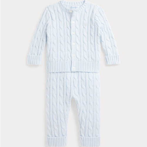 Cable-Knit Cotton Cardigan & Pant