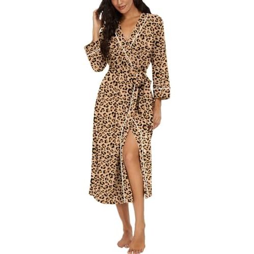 PrinStory Robes for Women 3/4 Sleeve Long Bath Robe XS-4XL