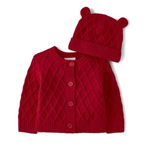The Children's Place Baby Girls' and Newborn Cardigan with Matching Hat, 2 Piece Set