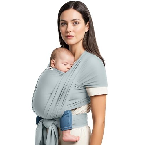 Yolay Baby Wrap Carrier Easy to Wear Soft Baby Carrier Sling Hands Free Adjustable Baby Carrier for Newborn to Toddler Upto 50 lbs, Light Grey