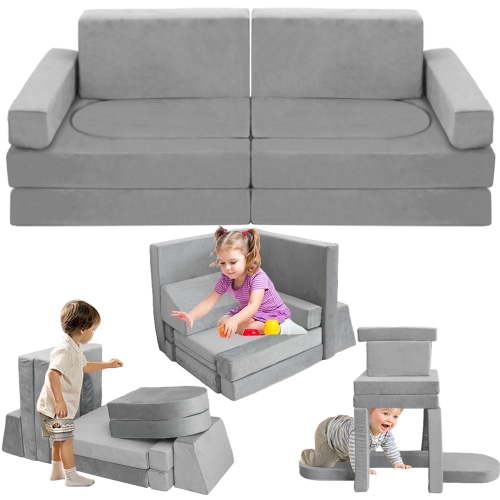 Couch Play Modular Kids Play Couch Convertible Toddler Building Fort Sofa and Cushion Child DIY Floor Sofa for Sleeping Playroom Bedroom for Boys and Girls