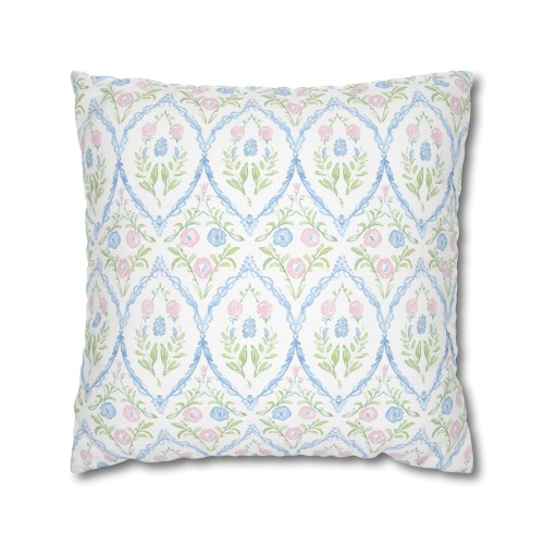 Teen Room Decoration, Grand Millennial, Pink and Blue Pillow for Toddler Girl Decor, Preppy Room Decor, Dorm, Nursery Custom Pillow Case