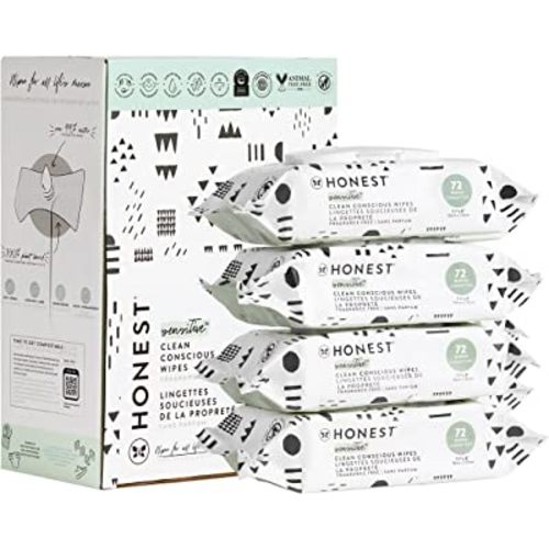 The Honest Company Clean Conscious Wipes | 99% Water, Compostable, Plant-Based, Baby Wipes | Hypoallergenic, EWG Verified | Pattern Play, 288 Count