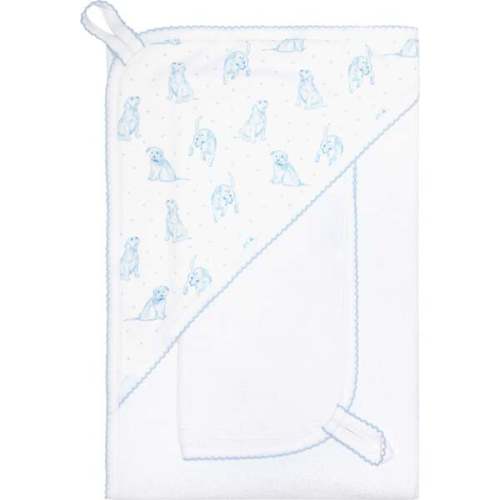 Blue Puppy Love Print Towel Blue