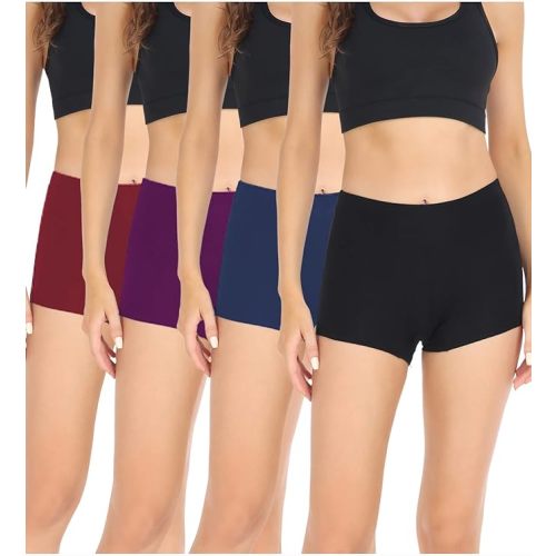 wirarpa Women's Boyshorts Panties Cotton Boxer Briefs for Ladies Underwear Shorts with Cotton Crotch 4 Pack