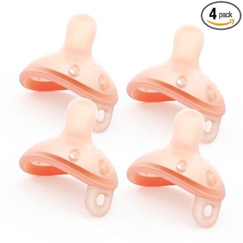 Garkoko Baby Pacifiers 0-6 Months, Breast-Like Shape Soft Silicone Newborn Pacifiers with Large Air Holes, BPA-Free, 4pcs
