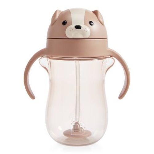 Munchkin 10oz Plastic Any Angle Spill-Proof Weighted Straw Trainer Cup - Dog: Portable Drinkware, 8.9" Height